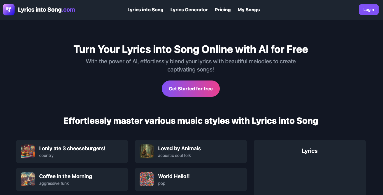Lyrics into Song