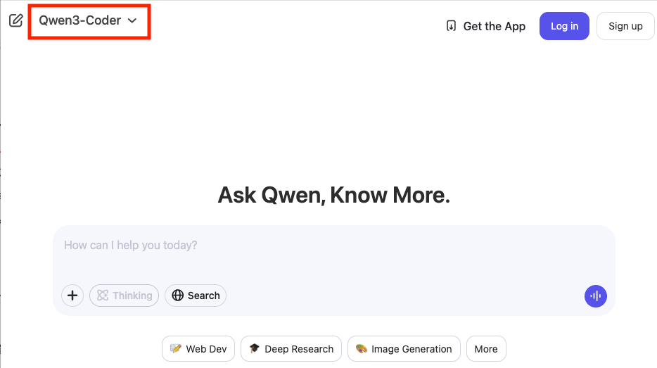 Qwen Chat-modal Qwen3-Coder