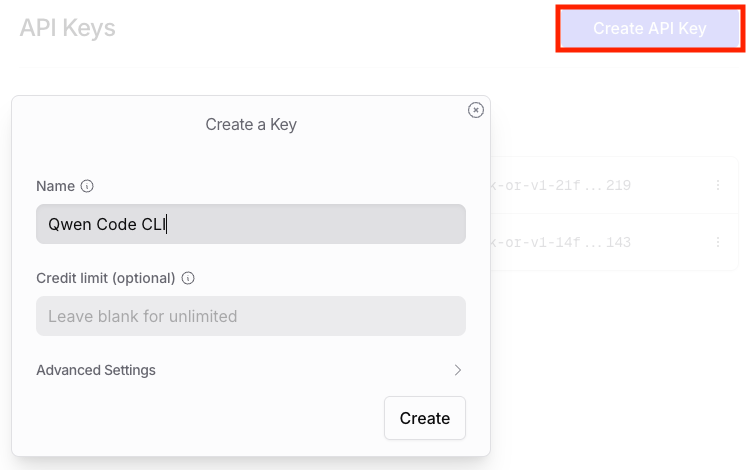 OpenRouter-Create Key